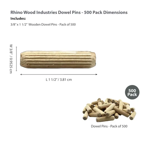 Miniatura 2 de 3/8" x 1 1/2" - Paquete de 500 pasadores de madera - Secados al horno, estriados y biselados (3/8" x 1 1/2", 500 unidades)