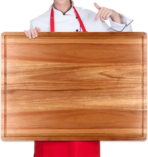 Miniatura 10 de Tablas de cortar decorativas de madera de acacia para cocina, carne, grandes tablas de charcutería, mejor tabla de cortar de madera dura maciza