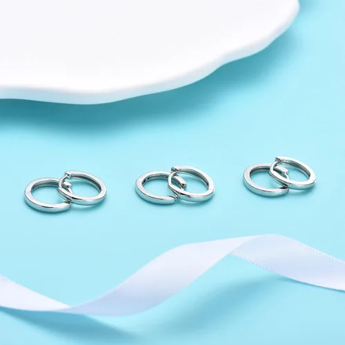 Miniatura 5 de Aretes de aro pequeños para cartílago para mujeres, hombres y niñas, 3 pares de aretes hipoalergénicos de plata de ley, 0.390.39 pulgadas