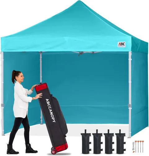 Miniatura 34 de Abccanopy - Toldo de 10 x 10 pies, con paredes laterales, sombra instantánea, con bolsa con ruedas para guardarlo. Incluye 4 bolsas de lastre, Azul