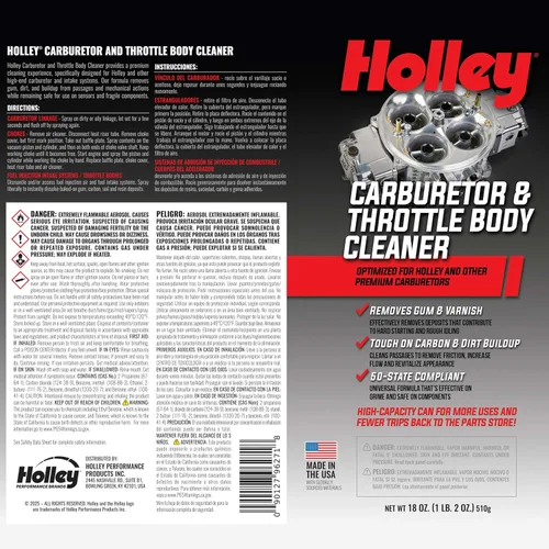 Miniatura 5 de Holley, aerosol limpiador de carburador y cuerpo del acelerador, lata de 18 oz - Elimina depósitos de suciedad, goma y acumulación de carbono