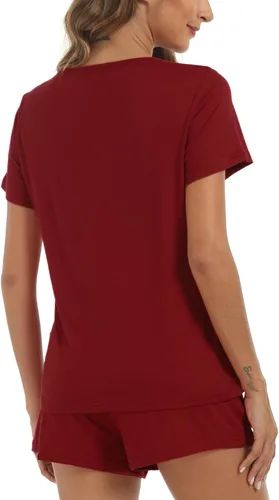 Miniatura 6 de Ekouaer Paquete de 2 conjuntos de pijama para mujer, camisetas de manga corta con pantalones cortos, cómodos pijamas casuales con bolsillos