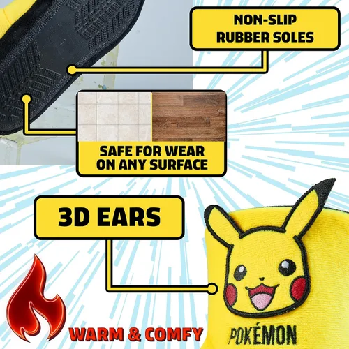 Miniatura 4 de Pokemon Pantuflas para niños, zapatillas de bota Pikachu Bulbasaur suaves, antideslizantes, zapatos de casa, regalos de anime para niños