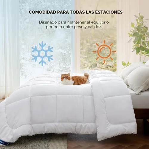 Miniatura 4 de Bedsure - Edredón de color liso Blanco