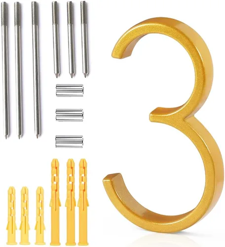 Miniatura 45 de Número de casa flotante de 5'', números de casa modernos - aleación de zinc, número de dirección de casa con exquisito proceso de dibujo - dorado