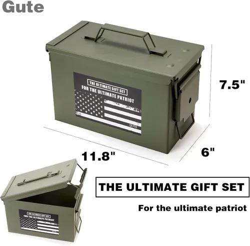 Miniatura 7 de GUTE Regalos para hombres y papá, regalo de cumpleaños, caja de munición real de 50 cali, juego de aseo y afeitado, ideas de regalos perfectos