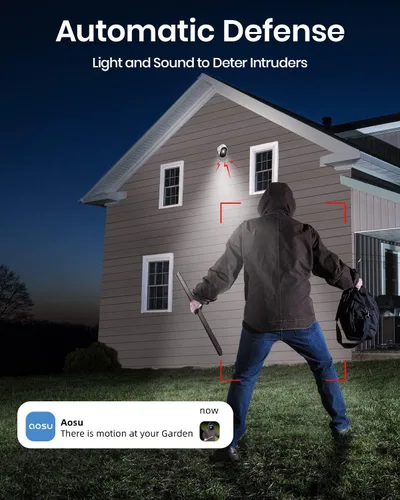 Miniatura 7 de aosu Cámaras de seguridad inalámbricas para exteriores, visión nocturna HD 2K, no requiere suscripción, batería de larga duración, visión amplia