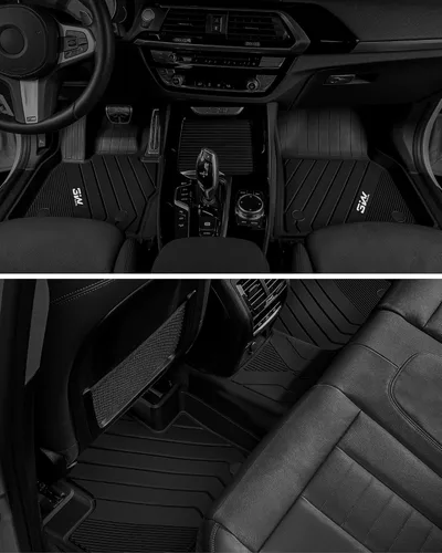 Miniatura 9 de 3W - Alfombrillas de piso para automóvil, para todo tipo de clima, de elastómero termoplástico (TPE), juego completo para 1ª y 2ª filas, color negro
