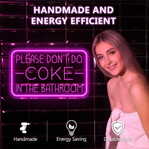 Miniatura 8 de Por favor, no hagas cocaína en el baño, letrero de neón para decoración de pared, luz de neón LED alimentada por USB con brillo ajustable, letrero