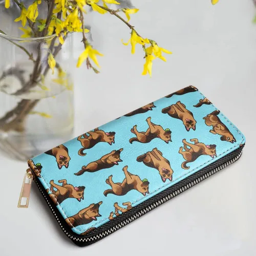 Miniatura 5 de WIRESTER Cartera de piel sintética con tarjetero y cremallera alrededor de la cartera larga para mujer