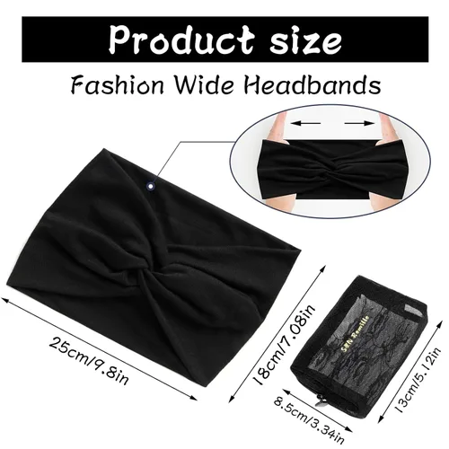 Miniatura 3 de S&N Remille Diademas anchas para mujer, banda para el cabello grande, diadema elástica antideslizante, accesorios con nudos torcidos, accesorios