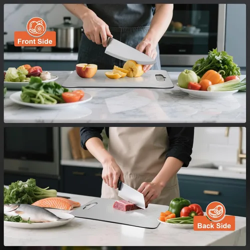 Miniatura 4 de Tabla de cortar, tabla de cortar de acero inoxidable para cocina, carne, frutas, verduras, S 11.5 x 8 pulgadas
