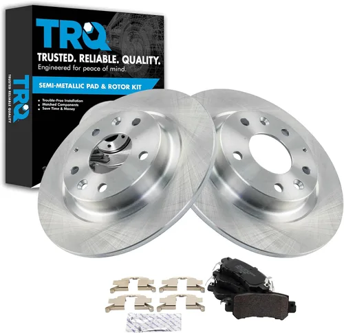 Miniatura 86 de TRQ Juego de pastillas de freno semimetálicas traseras y rotores compatibles con Chevrolet Trailblazer 02-06 Trailblazer EXT 04-06 SSR 02-07 GMC