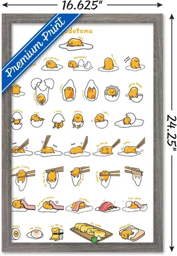 Miniatura 3 de Trends International - Póster de Gudetama con diseño de cuadrícula, para pared, 14.725 x 22.375 pulgadas, versión con marco de madera tipo granero