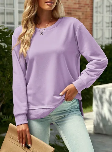 Miniatura 5 de Pkabogbi Sudadera casual de manga larga con cuello redondo para mujer, holgada, ligera, sin botones