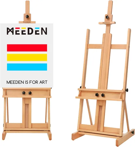 MEEDEN Caballete grande con marco en H, caballete para pinturas, caballetes de pintura, soporte de caballete para exhibición, caballetes de madera