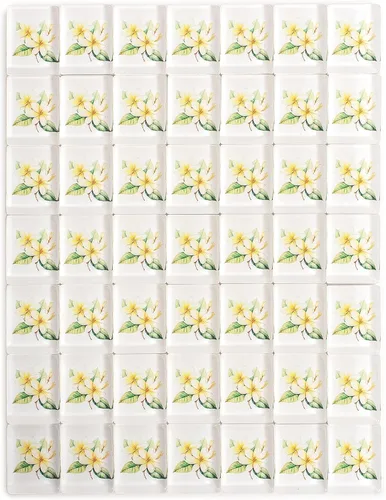 Miniatura 8 de Juego de Mahjong Americano de Yellow Mountain Imports, “Aloha” - 166 azulejos con motivo de plumeria, estantes acrílicos con empujadores, estuche