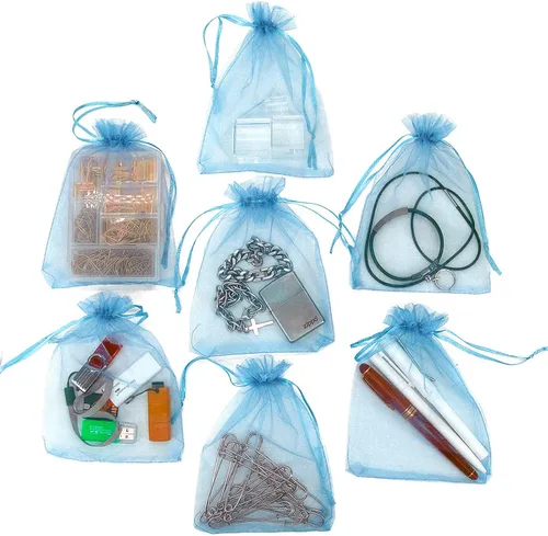 Miniatura 5 de ADVcer 100 bolsas de organza transparente, bolsas de regalo con cordón de 4.8 x 6.7 pulgadas, juego de sacos de joyería de primera calidad a granel
