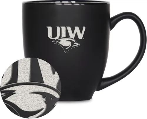 Miniatura 25 de Rico Industries - Taza de cerámica mate negra con grabado láser estándar de 15oz para NCAA (escuelas T & U) - Para bebidas calientes o frías