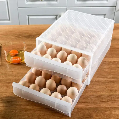 60 rejilla de gran capacidad tipo cajón titular del huevo, caja de almacenamiento fresco del huevo del hogar, contenedor de almacenamiento de huevos