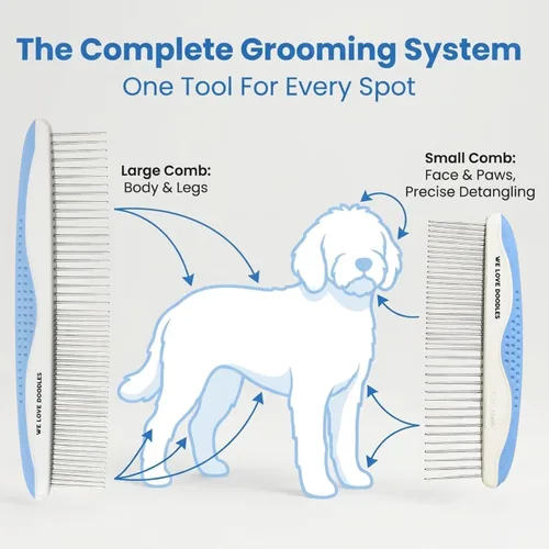 Miniatura 2 de Peine de Metal para Perros, Peines para Perros para Acicalamiento de Enredos, Cepillo para Doodle, Peine Desmatificador para Perros, Herramientas