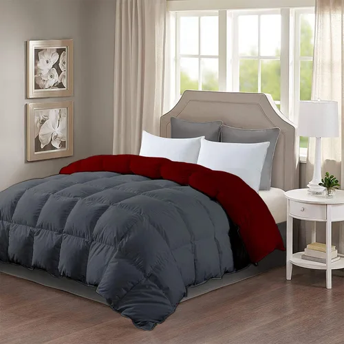 Miniatura 8 de Edredón reversible alternativo para todas las estaciones (negro y borgoña) tamaño California King 102 x 96 pulgadas, 1 edredón con pestañas