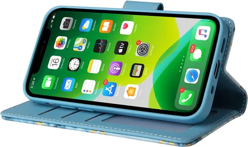 Miniatura 4 de Asuwish Funda compatible con iPhone 13 de 6.1 pulgadas y protector de pantalla de vidrio templado, tarjetero de cuero con función atril para iPhone