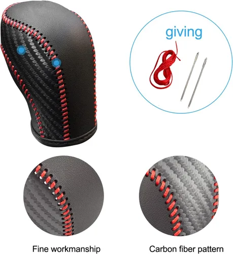 Miniatura 2 de Funda de cuero para palanca de cambios de automóvil para Golf Jetta Passat Tiguan Atlas Beetle GLI Eos CC Golf TDI E-Golf Sportwagen Accesorios Rojo