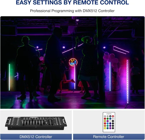 Miniatura 5 de Barra de luz de lavado de escenario para DJs: luces de lavado de pared RGBW de 120W con LED de fondo RGB - Control remoto IR APP y control DMX