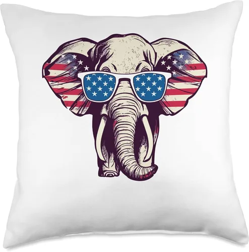 Cool Elephant Republican Modern Tees Republican Cool Gifts - Almohada de elefante, 18 x 18 pulgadas, multicolor