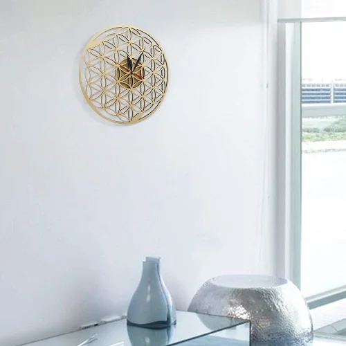 Miniatura 8 de The Geeky Days Flower of Life Intersect Rings Reloj de pared de madera geométrica geometría sagrada Reloj decorativo Reloj de inauguración