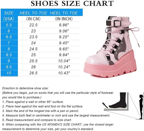 Miniatura 6 de mikarka Botas de plataforma holográfica para mujer, con cordones, hebilla con tachuelas, góticas, apiladas, botas de combate