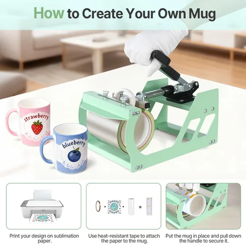 Miniatura 8 de Máquina de prensa de calor Slendor 12x15 pulgadas, máquina de prensado digital de 360 grados 5 en 1 para camisetas, tazas, sombreros, placas