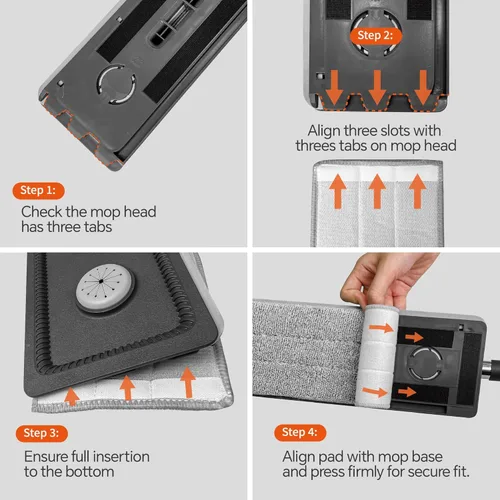Miniatura 9 de Trapeador Compacto para Pisos y Cubeta – Trapeador Plano y Cubeta con Conjunto de Escurridor Manos Libres Trapeador Húmedo y Seco