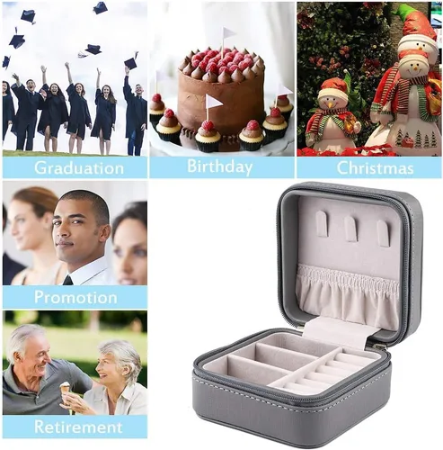Miniatura 4 de Duomiila - Caja de joyería pequeña, mini organizador de viaje portátil, para anillos, aretes, collares. Un regalo para niñas y mujeres