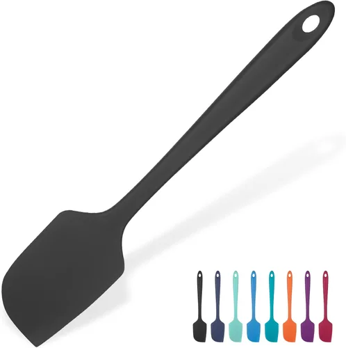 Espátula grande de silicona resistente al calor: U-Taste 600ºF de alto calor, flexible, 11.38 pulgadas, mezcla de silicona, agitación, raspado, Negro