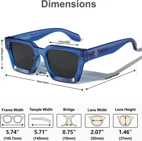 Miniatura 88 de VISOONE Moda 100% UV400 Protección Rectángulo TR90 Y2K Gafas de sol Accesorios para Mujeres Hombres RIVER, Carne de suelo/Gris Rosa