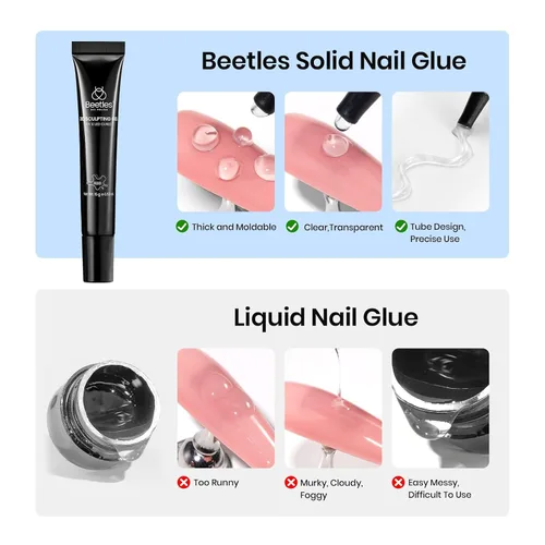Miniatura 4 de Beetles - Esmalte de uñas en gel 3D, 3 en 1, esmalte de uñas transparente sin limpiar, pegamento para arte de uñas con diamantes de imitación