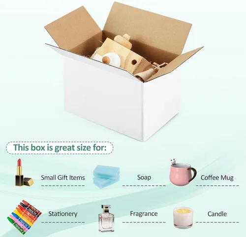 Miniatura 3 de Eupako Cajas de envío pequeñas, 6 x 4 x 4 x 4, paquete de 30 unidades, cajas de cartón corrugado, cajas de cartón para embalaje de pequeñas Blanco
