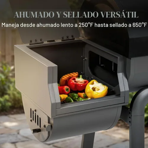 Miniatura 6 de Feasto - Parrilla de carbón resistente de 30 pulgadas, control digital de temperatura y 2 sondas para carne Outdoor BBQ Grill with Offset Smoker