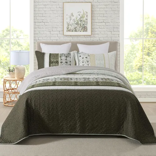 Miniatura 45 de Travan Juego de Edredón de 3 Piezas Tamaño King Colcha Acolchada Ligera Juego de Cubrecama Reversible con Estampado Floral Juego de Ropa de Cama