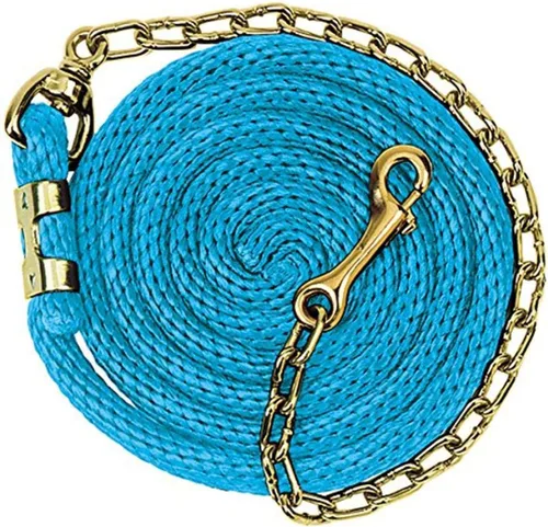Weaver - Cuerda de plomo de polietileno con cadena giratoria chapada en latón, azul marino/azul/turquesa, 5/8 pulgadas x 8 pies 6 pulgadas