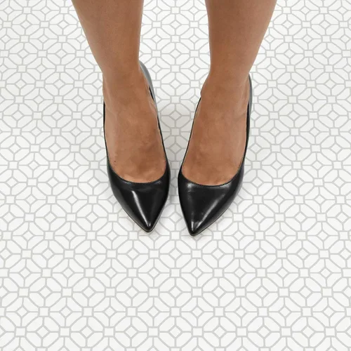 Miniatura 5 de FloorPops FP2946 Azulejos de Suelo Adhesivos con Diseño de Celosía, Blanco y Blanquecino