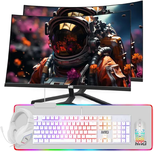 Miniatura 25 de MTG - Monitor curvo de 27 pulgadas, pantalla Full HD 1080P sin marco, audio HDMI DP USB, desenfoque de bajo movimiento, montaje VESA, combo