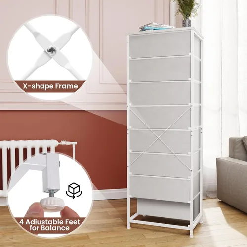 Miniatura 5 de Crestlive Products Cómoda alta, torre de almacenamiento Fabirc de 8 cajones, cajoneras - Unidad organizadora vertical para dormitorio, pasillo