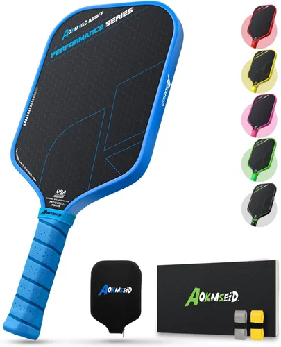 AKS Performance Series Pickleball Paddles Set - Toray T700 Raw Carbon Fiber Pickleball Paddle with Friction Surface, 16mm Powerful Polymer Core, Azul