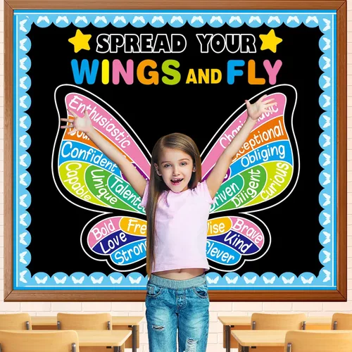 Miniatura 33 de Conjunto de Tablero de Anuncios Bombilla Keep Shining, Decoración Motivacional para el Aula, Regreso a la Escuela, Recortes de Papel Temáticos