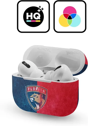 Miniatura 2 de Head Case Designs Calcomanía de vinilo con licencia oficial de la NHL Half Distressed Florida Panthers compatible con Apple AirPods 3 de 3ª