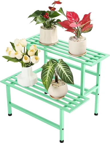 Miniatura 14 de Dipion Paquete de 2 soportes de metal para plantas al aire libre, estantes para plantas de interior, 1 nivel resistentes para múltiples plantas, 26
