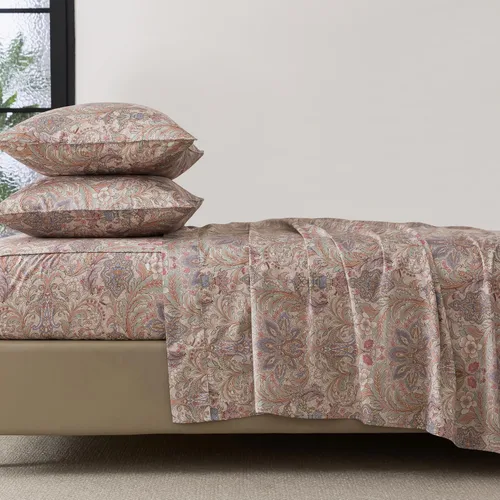 Miniatura 19 de FADFAY Juego de sábanas tamaño King, 100% algodón, elegante ropa de cama de granja con hojas verdes menta y flores blancas, sábana suave